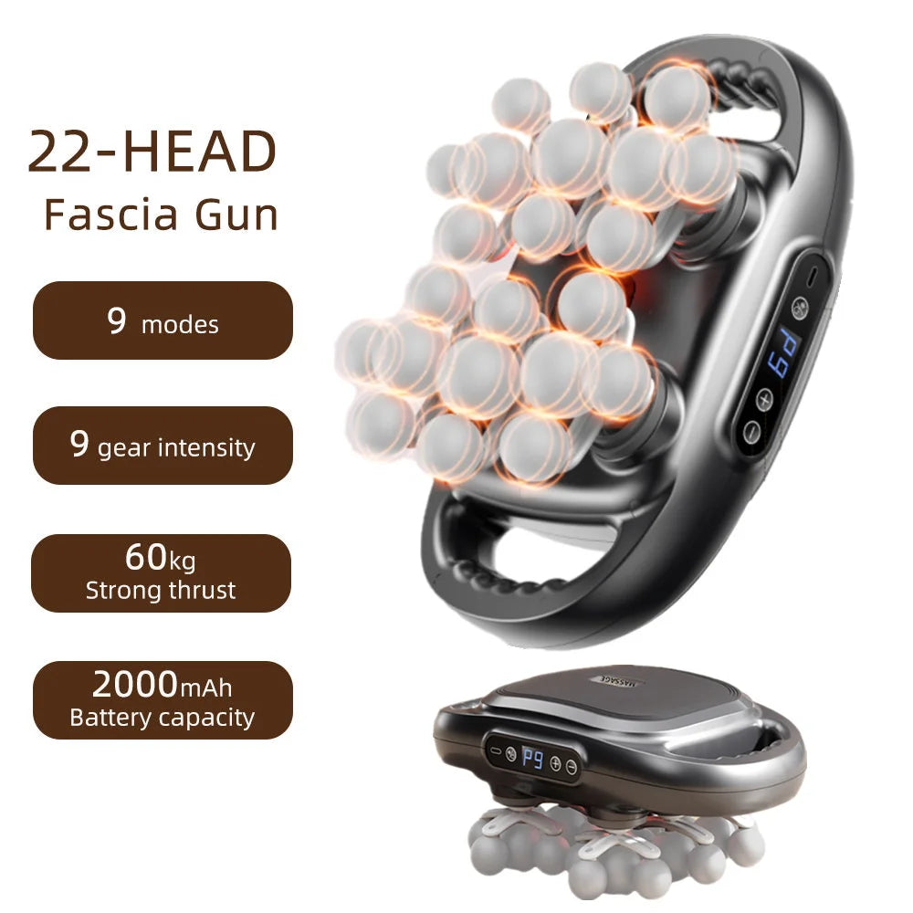22-Head Fascia Gun High-Frequency Vibration Body Massage Gun Back and Waist Massager Neck Shoulder Massager Muscle masajeador 