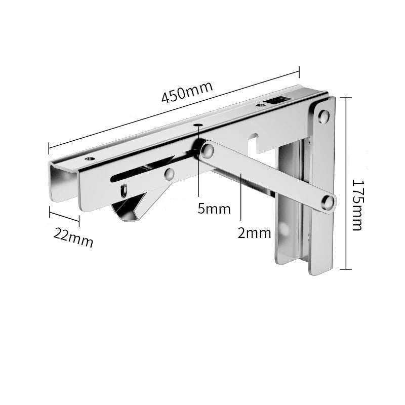 Folding Stainless-Steel Shelf Brackets, Pair