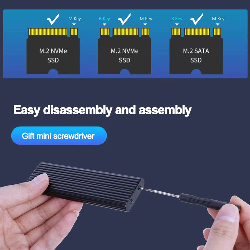 M.2 SSD USB Enclosure - NVMe and SATA Options