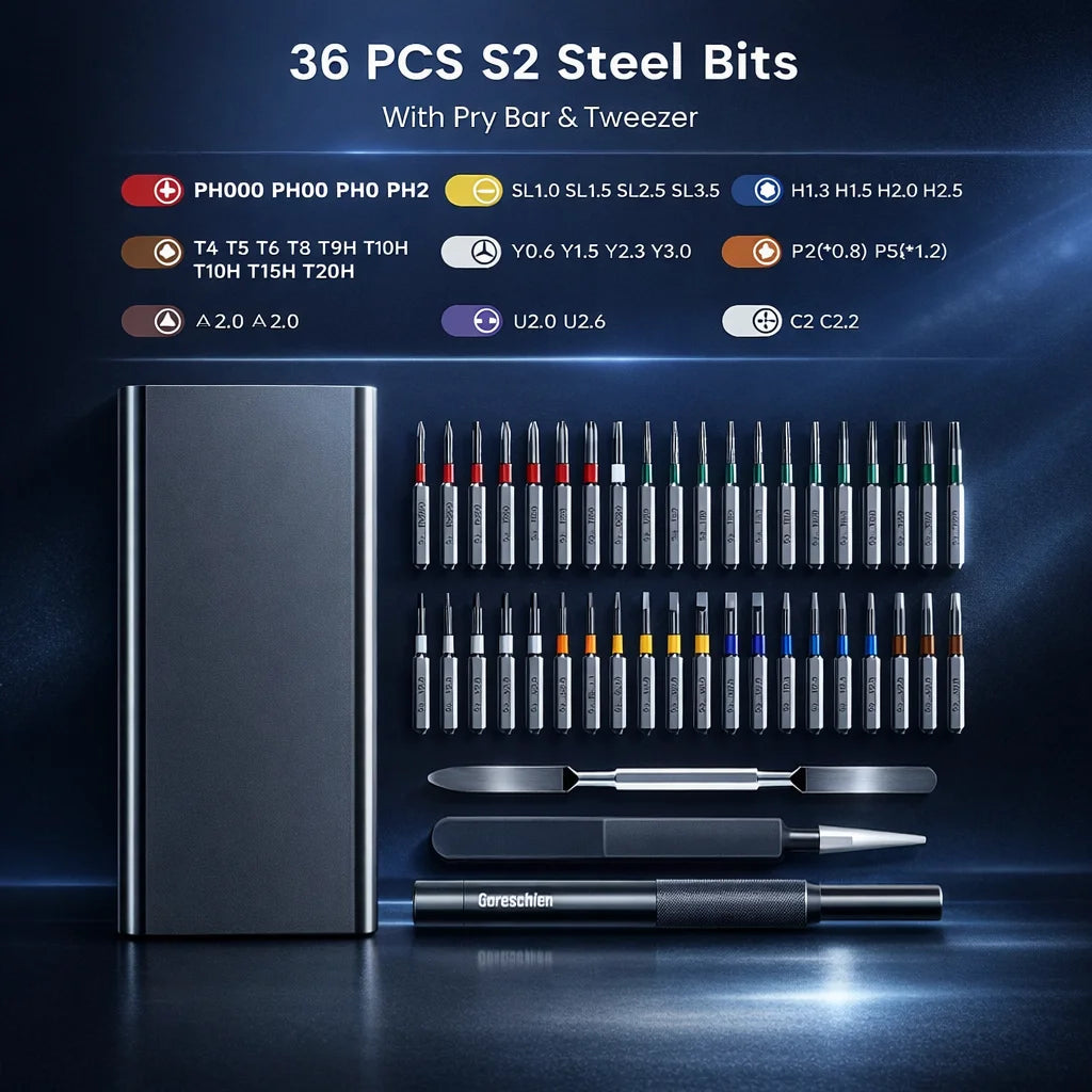 Magnetic Precision Screwdriver Set - Long-Bit Options