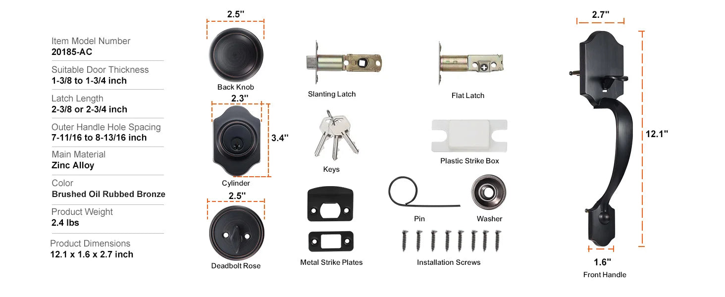 Front Door Handle Lock Set with Deadbolt and Interior Knob