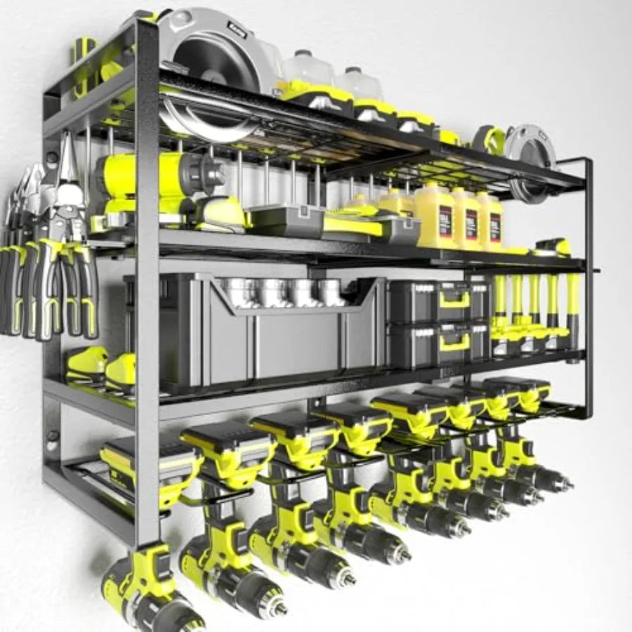 4-Layer Heavy Duty Wall-Mount Power Tool Organizer Rack