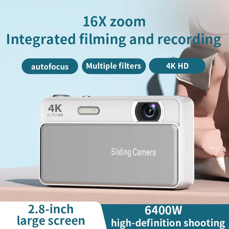 New Sliding Digital Camera CCD Campus 4K High-Definition Camera for Taking Photos and Recording Integrated Student Card Machine