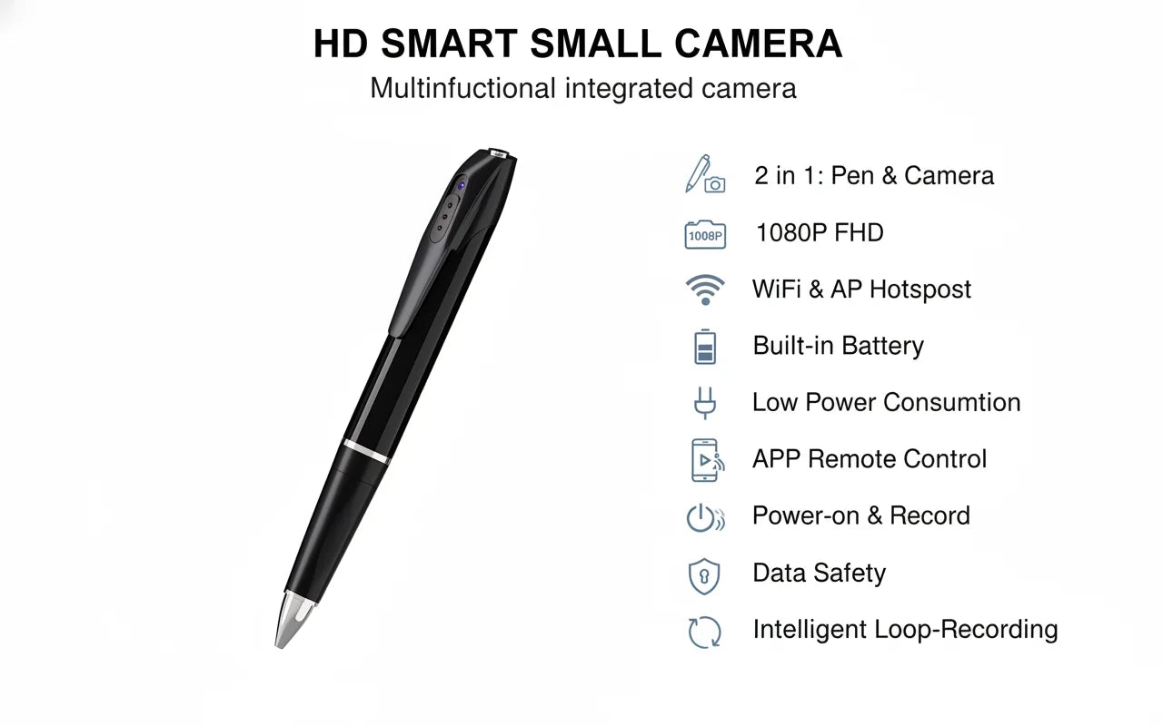 1080P WiFi Pen Camera with Motion Detection & Remote Viewing