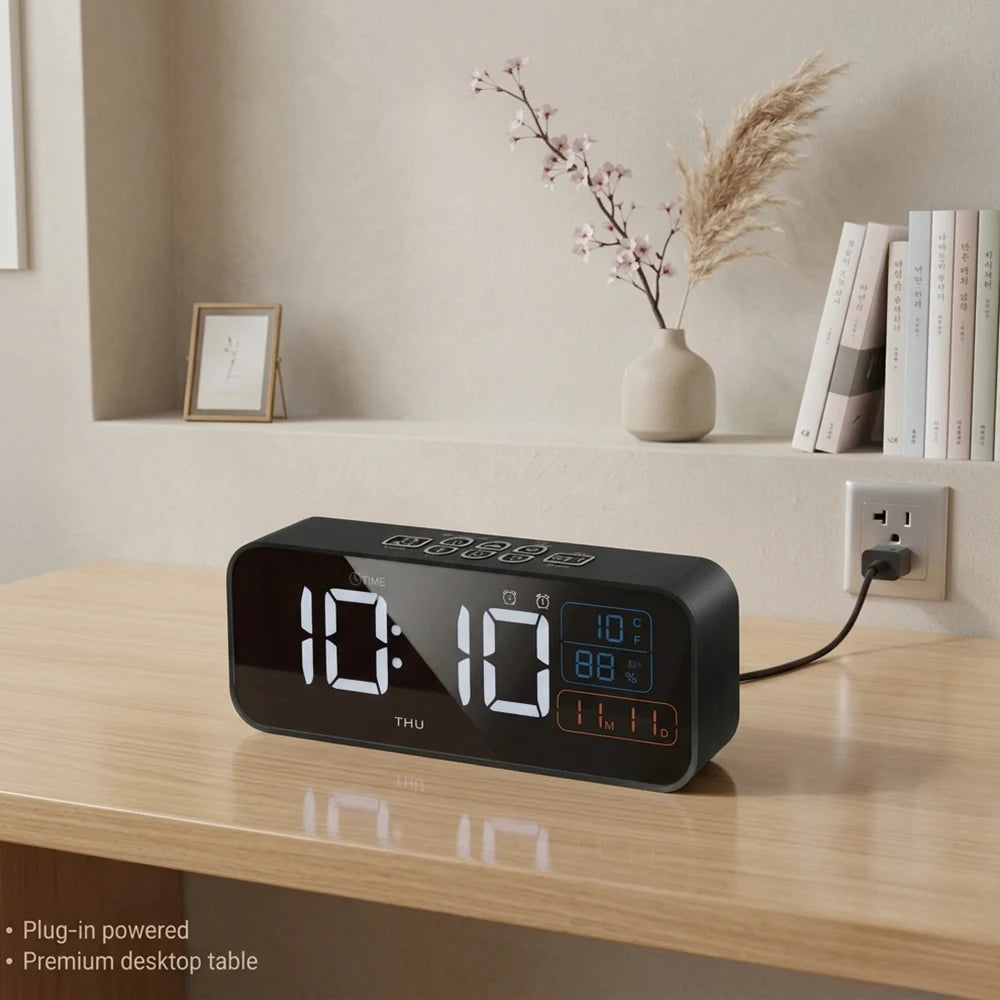 Digital Dual Alarm Clock with Temperature and Humidity