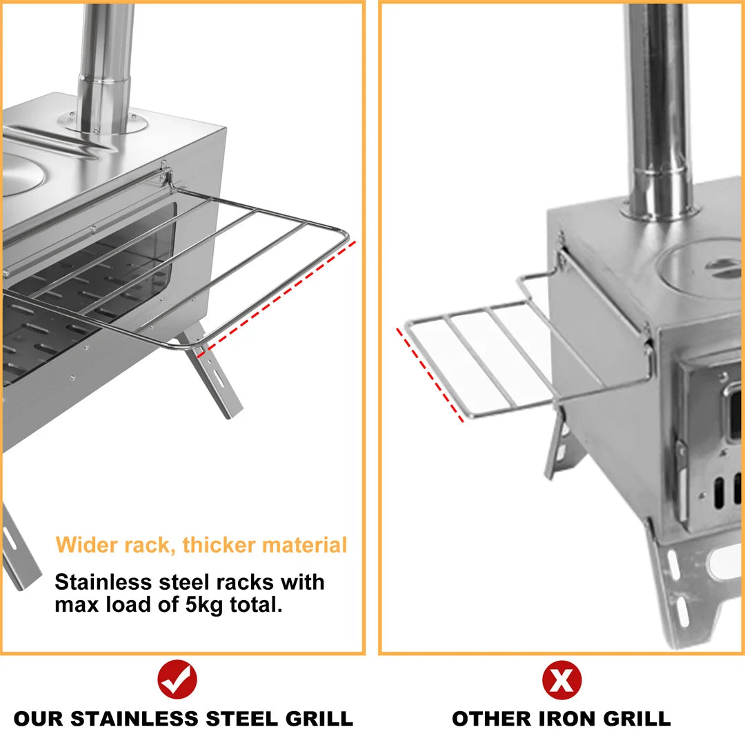 Wood Burning Stove for Camping, Tent Heating and Cooking