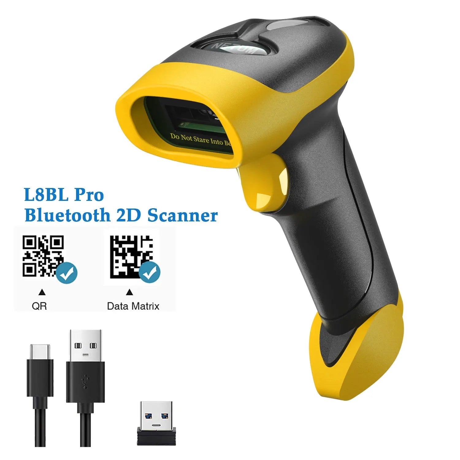 NETUM L8BL Blueooth Wireless 2D Barcode Scanner and L5 Wired QR Barcode Reader PDF417 Automatic Sensing for Pos Scanning 