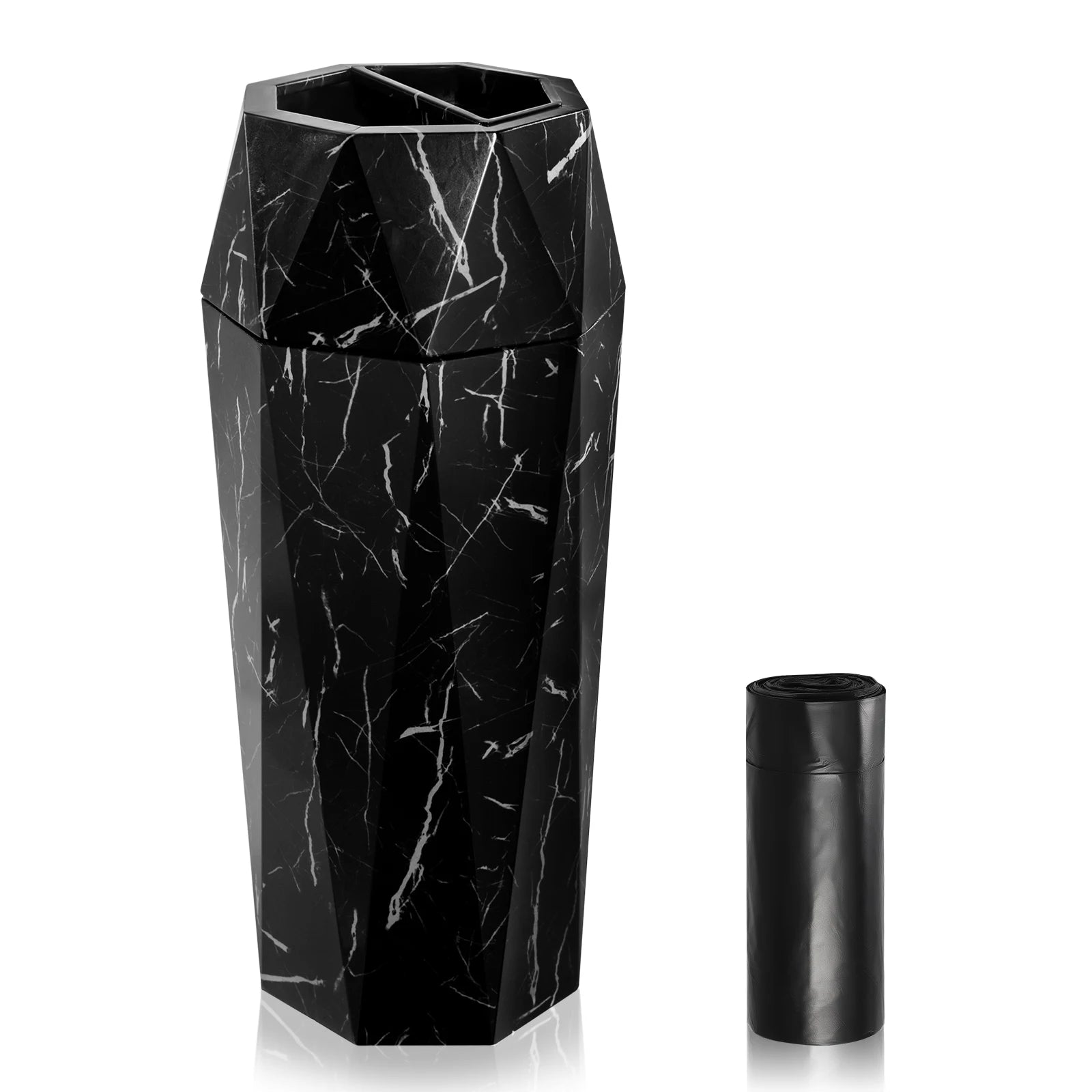 30L Diamond Style Stainless Steel Trash Can with Ashtray Lid