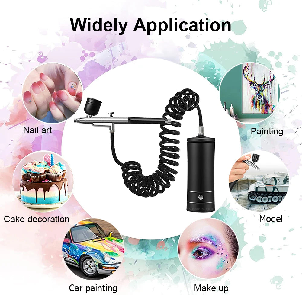 Airbrush Nail with Compressor Portable Air Brush with Compressor For Nails Art Cake Painting Craft Airbrush Nail Art Compressor 
