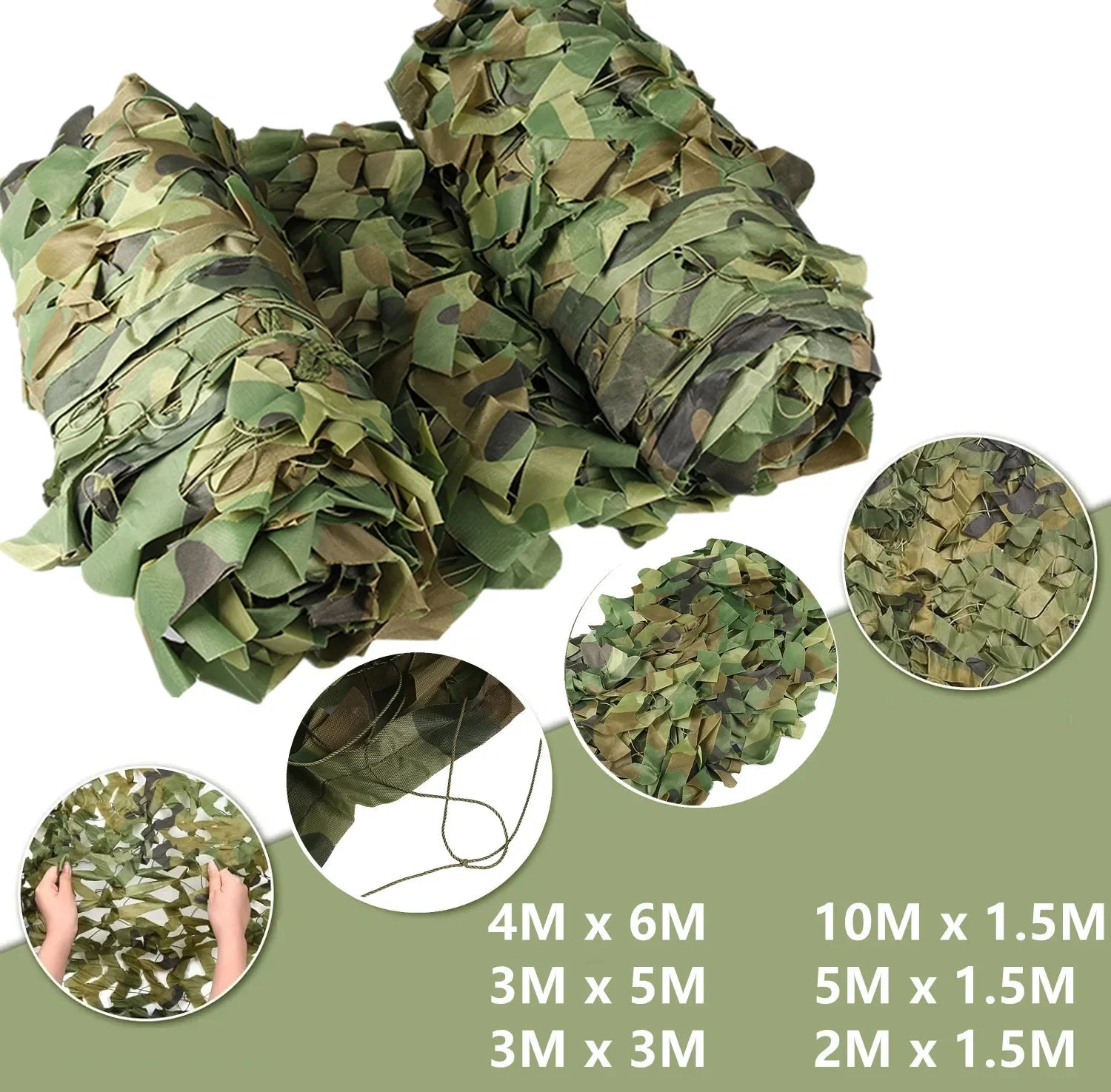 Camo Netting Hunting Camouflage Net 10Mx1.5M 4Mx6M Woodland Training Sunshade Mesh Nets for Camping Sun Shelter Car Shade Covers 