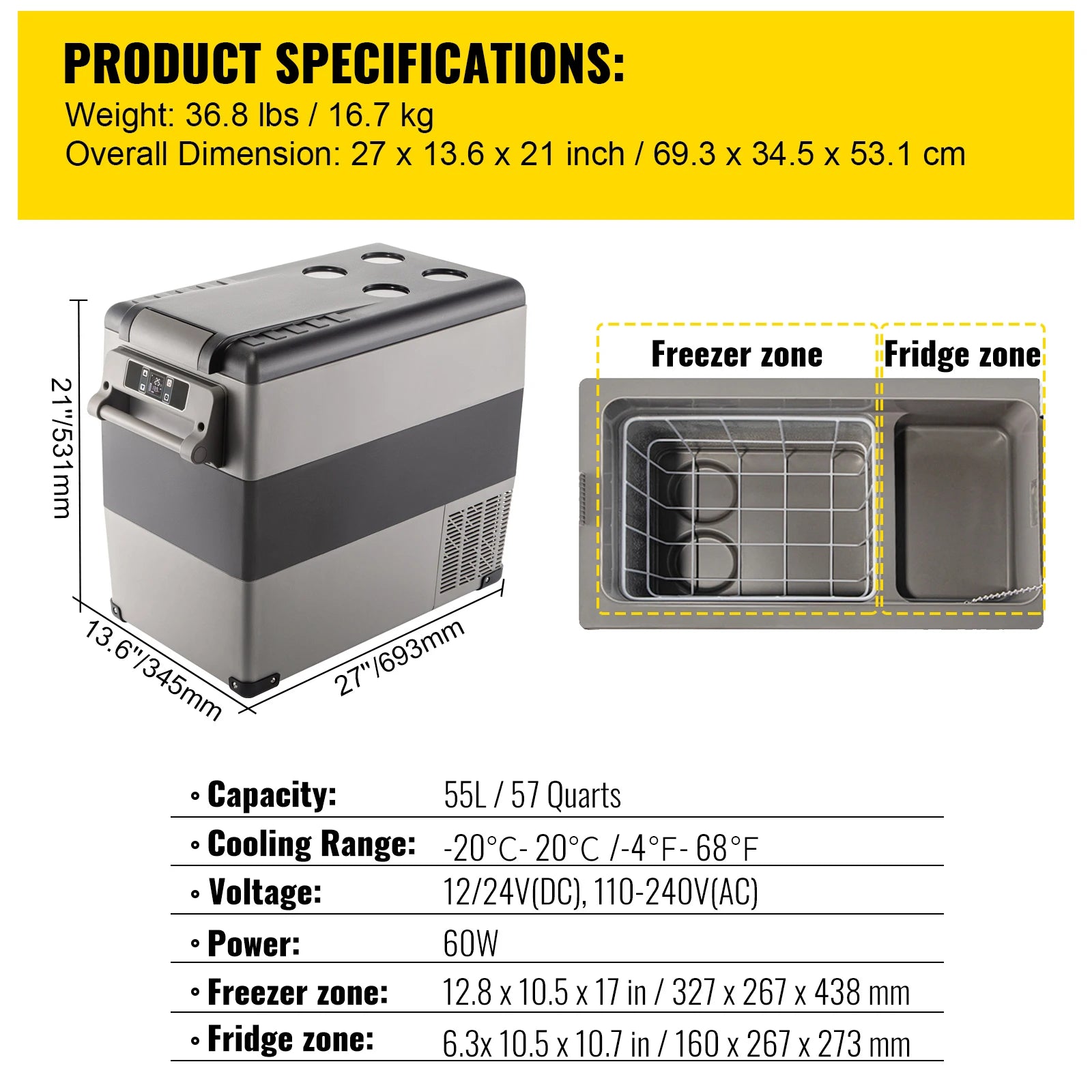 Portable Car Refrigerator Freezer 12V Compressor Cooler 20L–55L