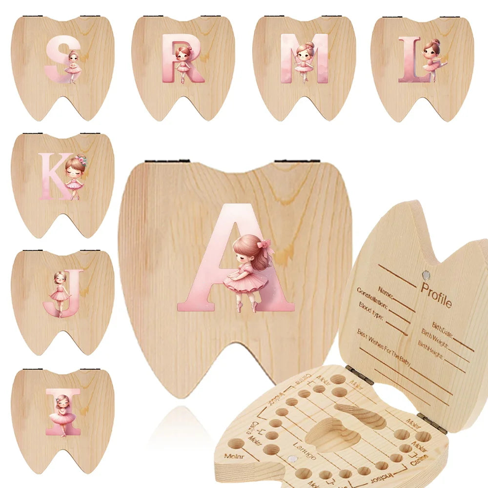 Wooden Baby-Tooth Keepsake Box, Letter Options