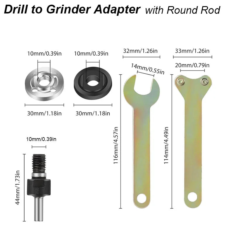 Angle Grinder Adapter For Electric Power Drill Converter Attachment Flange Nut Parts Set Connect Rod Disc Wheel Arbor Mandrel