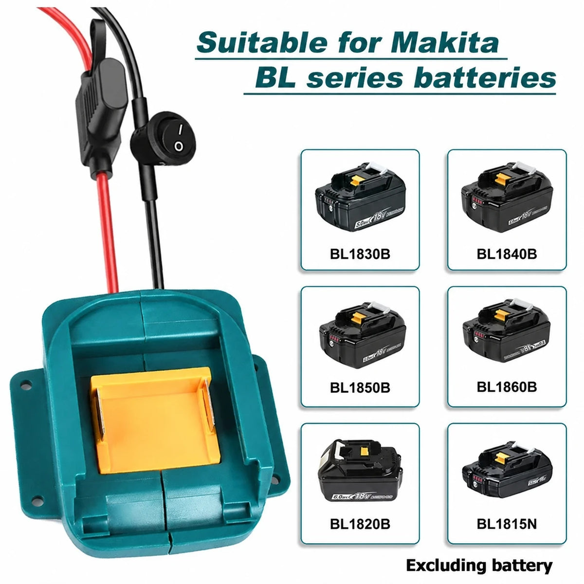 Adattatore per batterie con morsetti per batterie Makita da 18 V