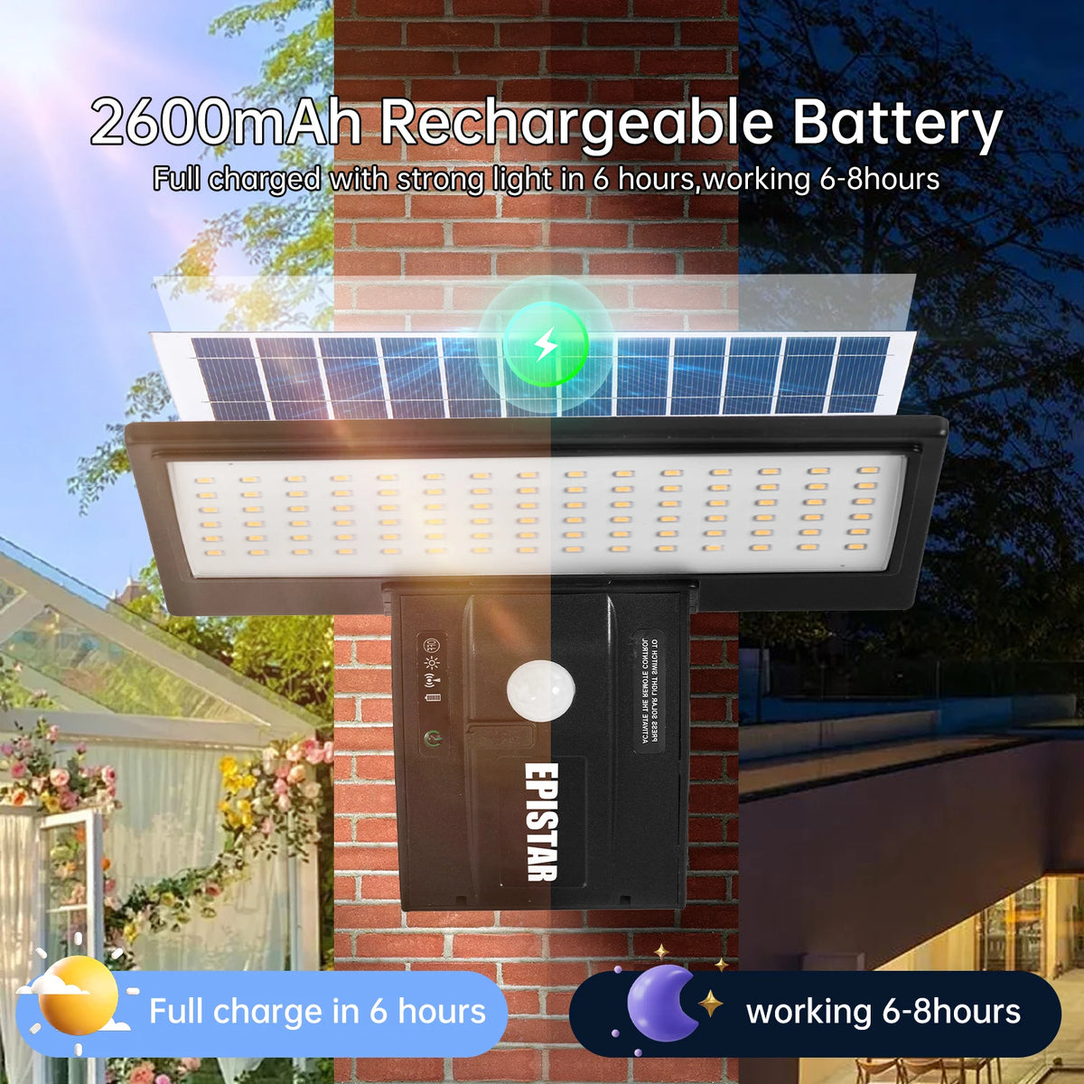  90-LED solcelled floodlys med tre farger