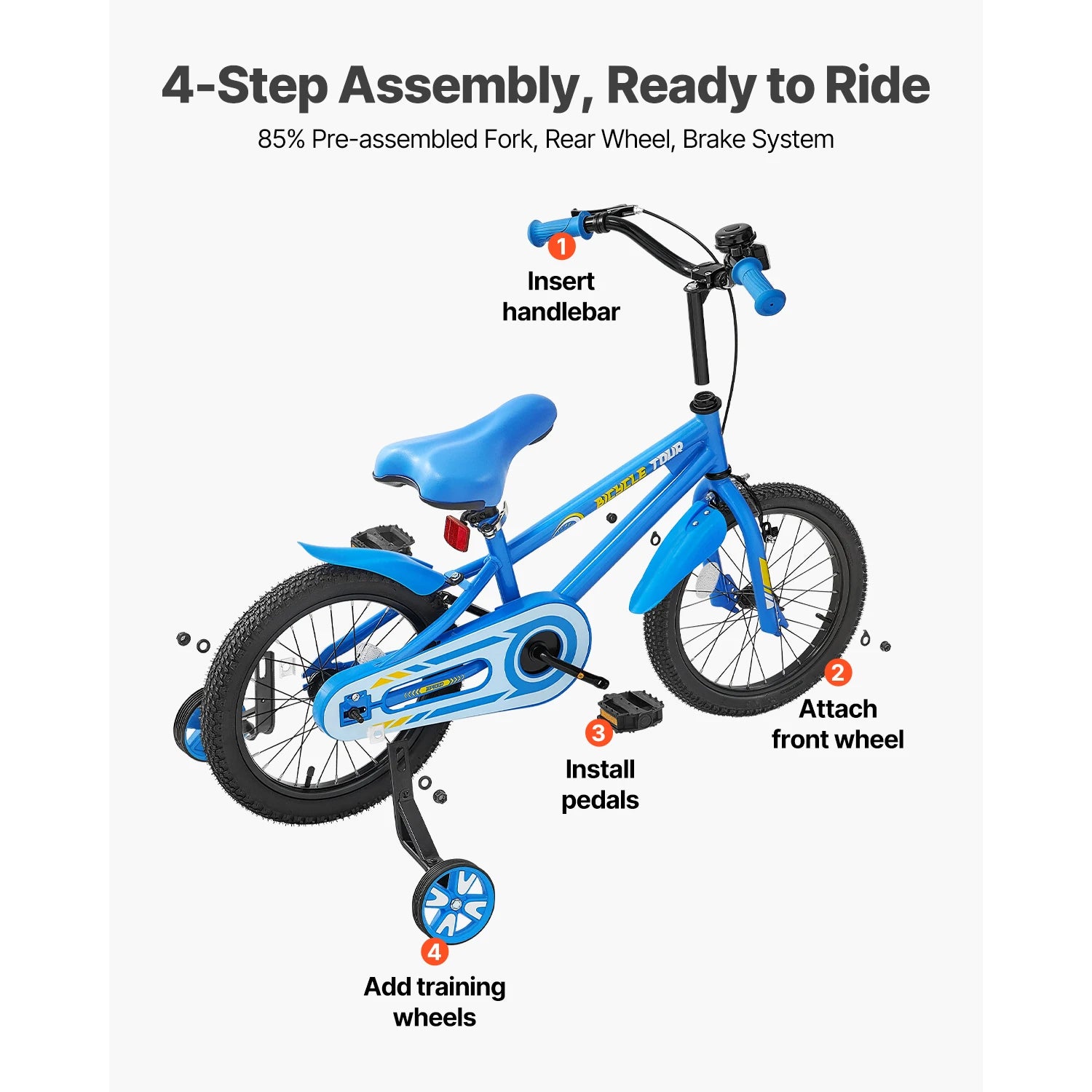 SucceBuy biciclă pentru copii 14/16/18 in, stil BMX, bicicletă pentru copii cu antrenor, bicicletă pentru copii mici, pentru băieți și fete, învățare să pedalare, antrenor de echilibru incluse