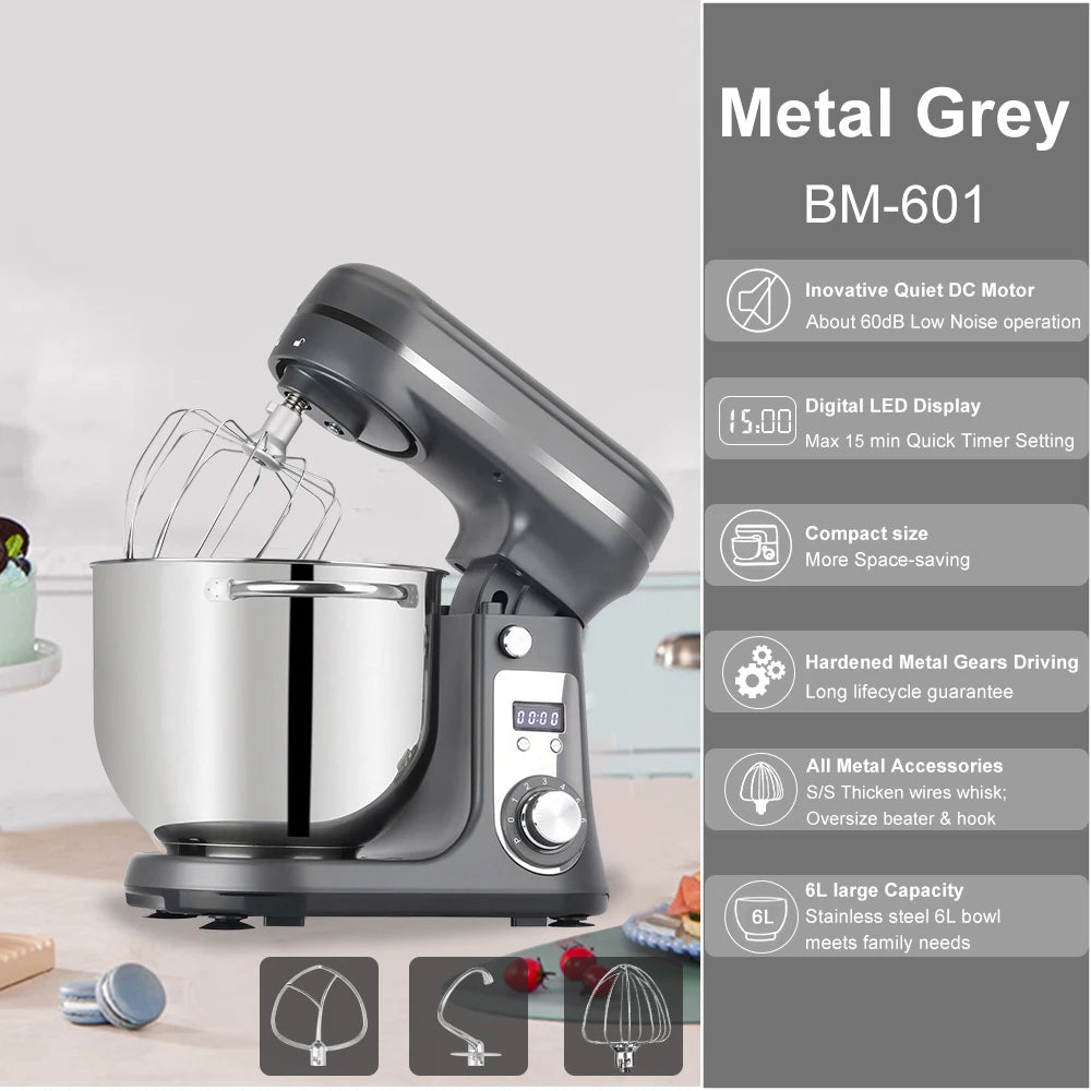 Kitchen Stand Mixer 6-Speed 1200W 6L