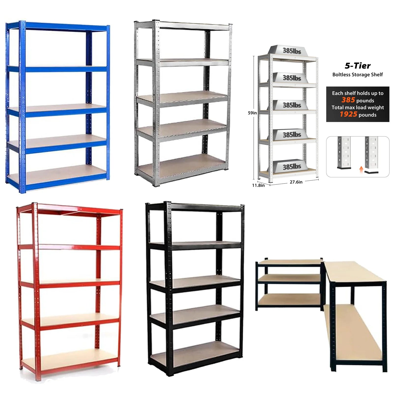 DayPlus 5‑Tier Boltless Garage Shelving Unit