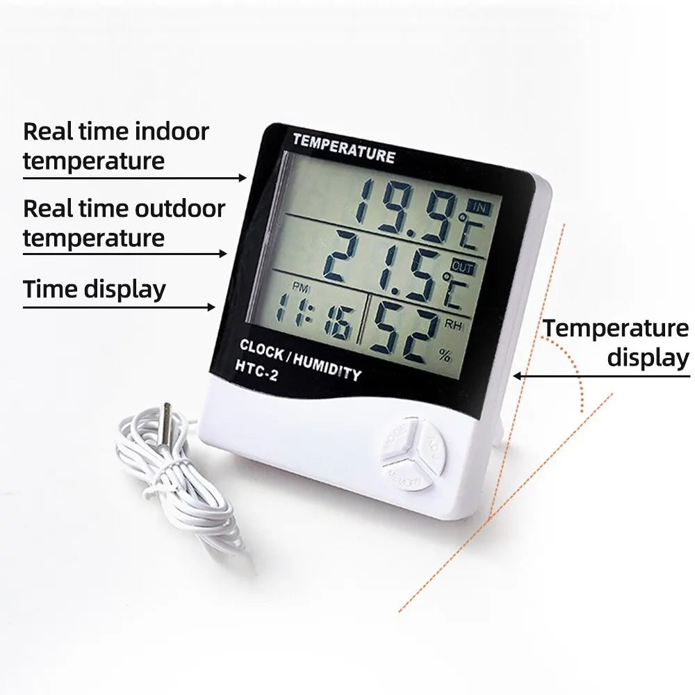 1/2 Stücke HTC-1 HTC-2 LCD Elektronisches Luftfeuchtigkeitsmessgerät Intelligentes elektrisches digitales Hygrometer Thermometer Wetterstation Uhren Outdoor