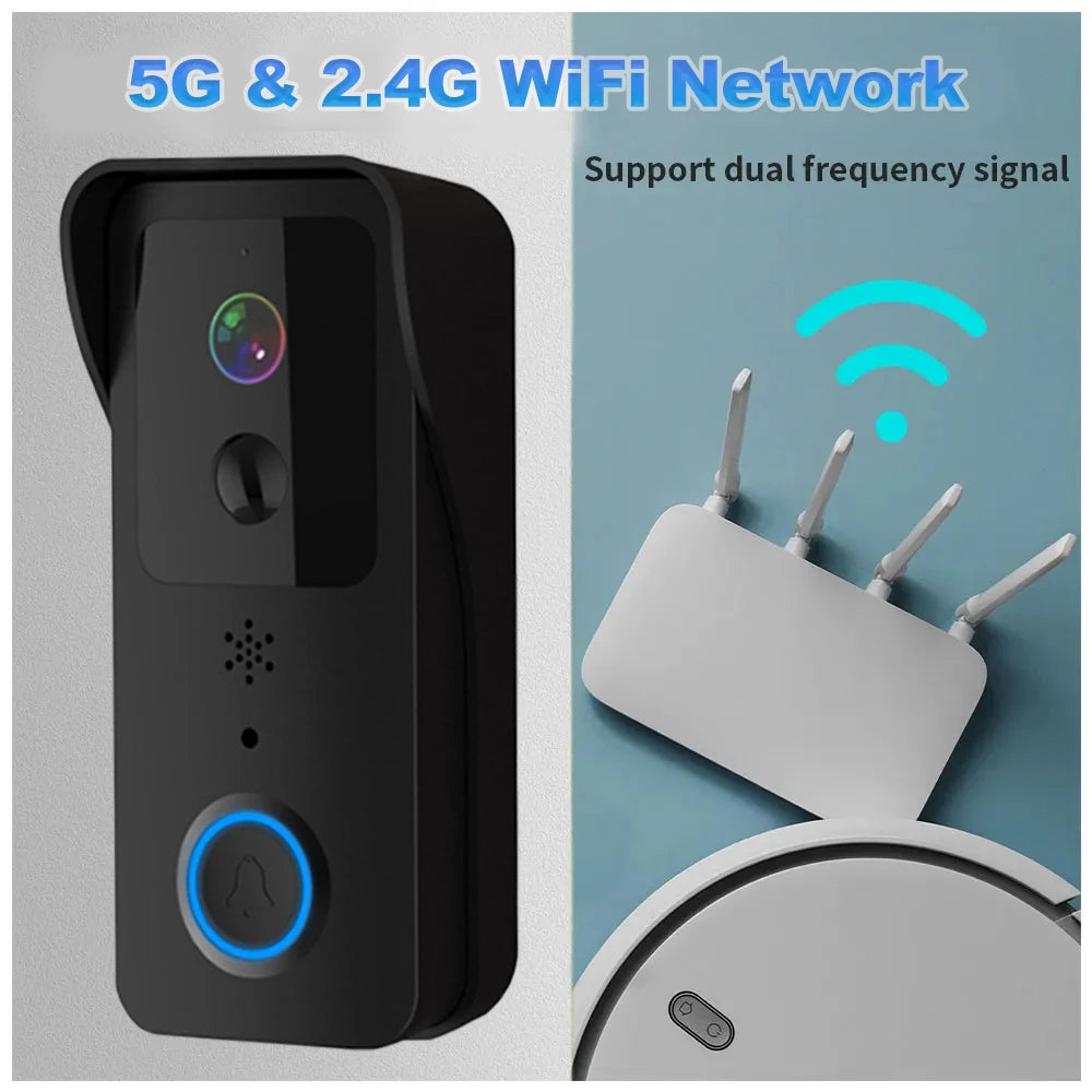 5G 2.4G WiFi Video Doorbell 1080P Tuya Smart Outdoor Wireless Intercom Waterproof Wireless Camera Ringing Bell 