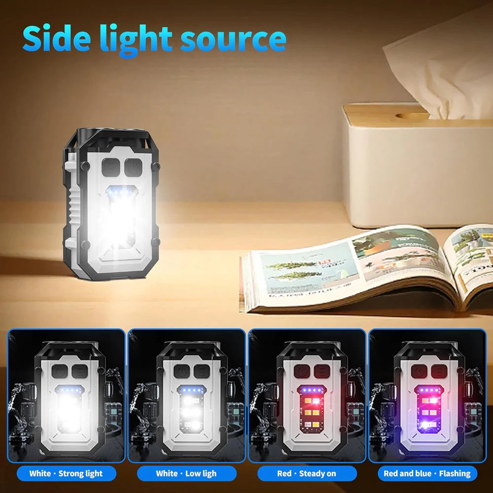 Lanterna do Bolso Potente, Lanterna Magnética, LED Super Brilhante, EDC Mini Lanterna de Includes COB LED
