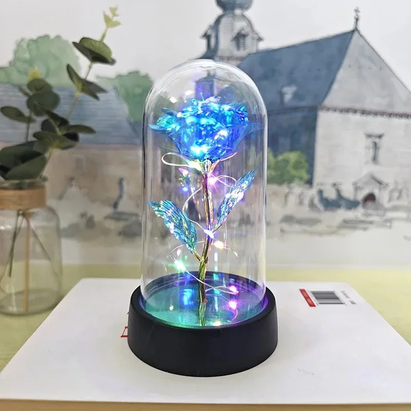 Artificial Rose Flowers Valentines Day Gift for Girlfriend Eternal Rose LED Light Foil Flower Wedding Decor Christmas Gifts 