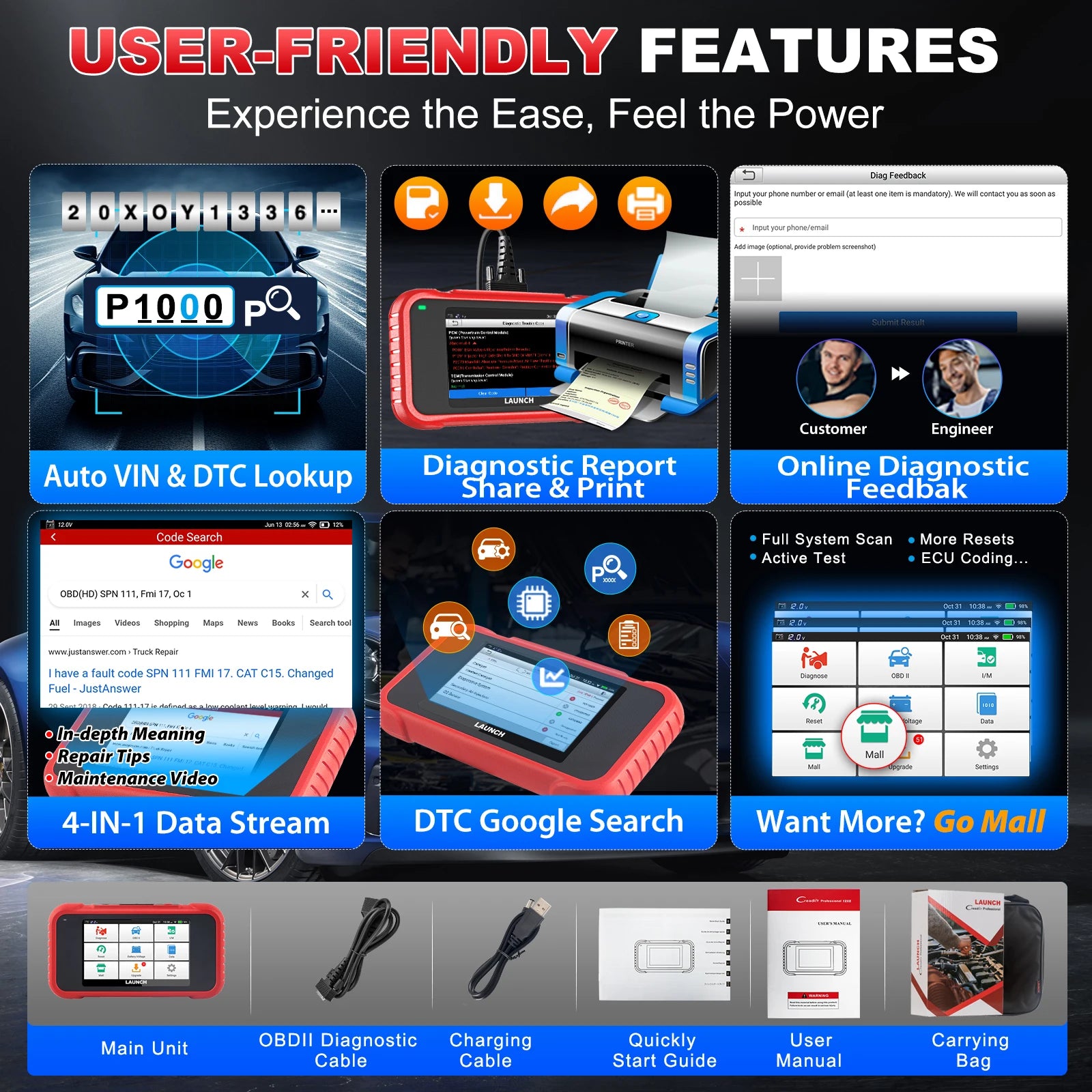 LAUNCH X431 CRP129E V2.0 OBD2 Diagnostic Scanner with 12 Resets