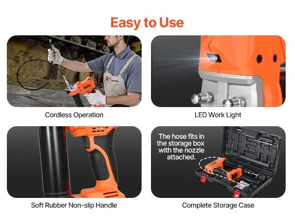 Battery Powered Grease Gun 8000 PSI Cordless 20V Operation