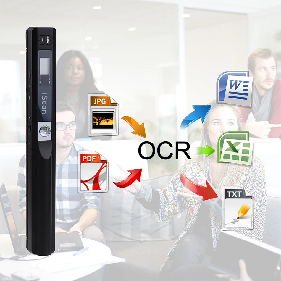 Scaner portabil A4 pentru documente cu stocare pe card de memorie