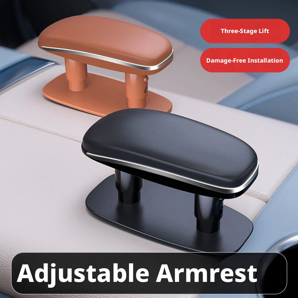 SEAMETAL Universal Car Door Armrest Pad 3-Layer Cushion Structure Adjustable Height Relieve Arm Fatigue PU Leather Car Armrest