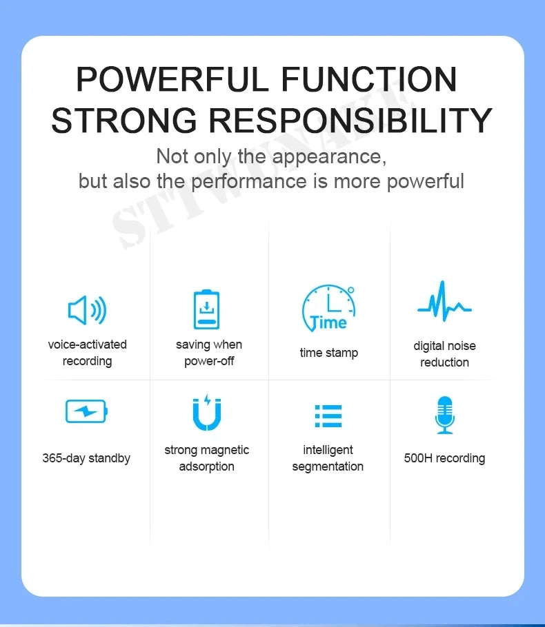 Mini Voice Activated Recorder with Magnet, 500H Recording & 365-Day Standby