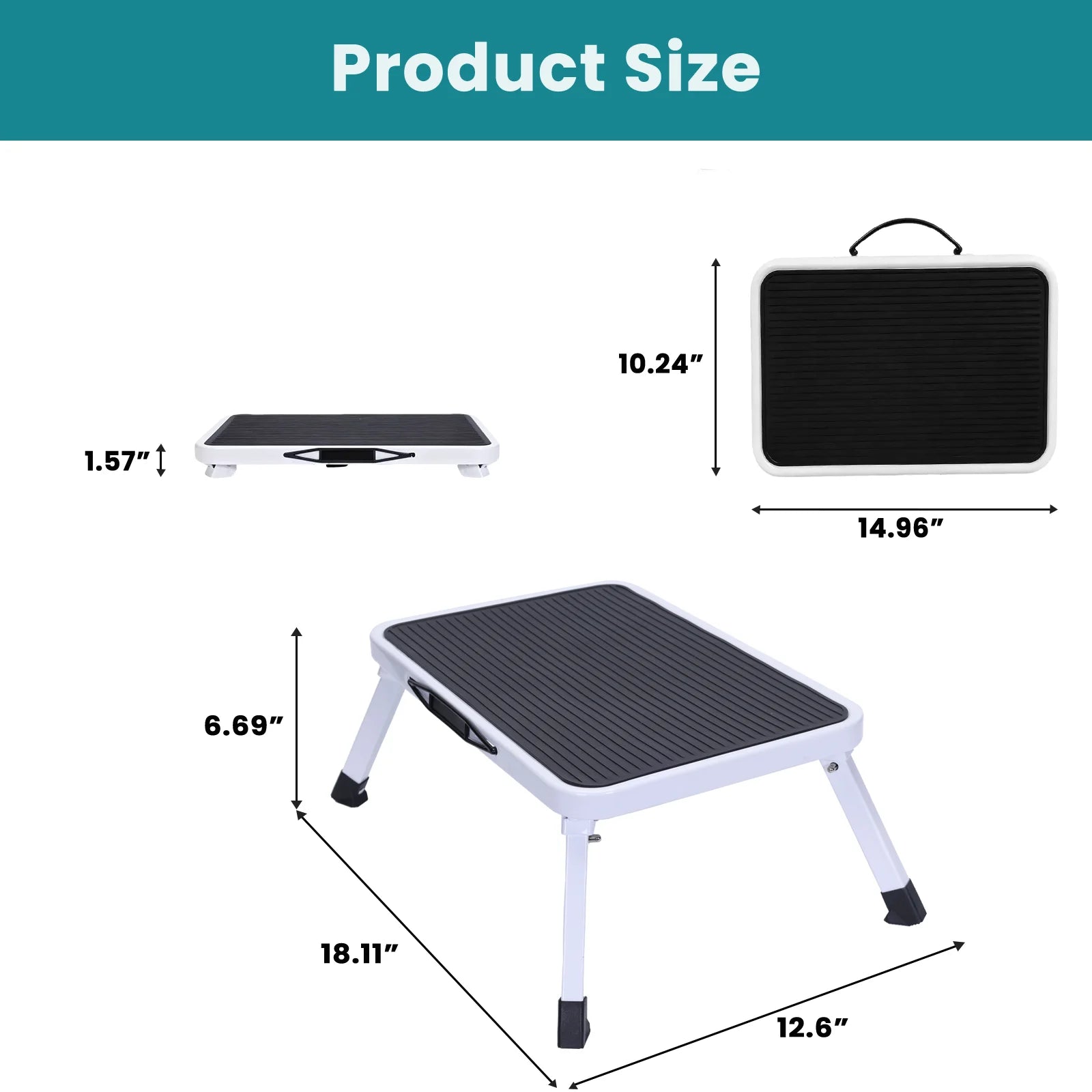 Foldable 1-Step Ladder with Non-Slip Platform and 330 lbs Capacity