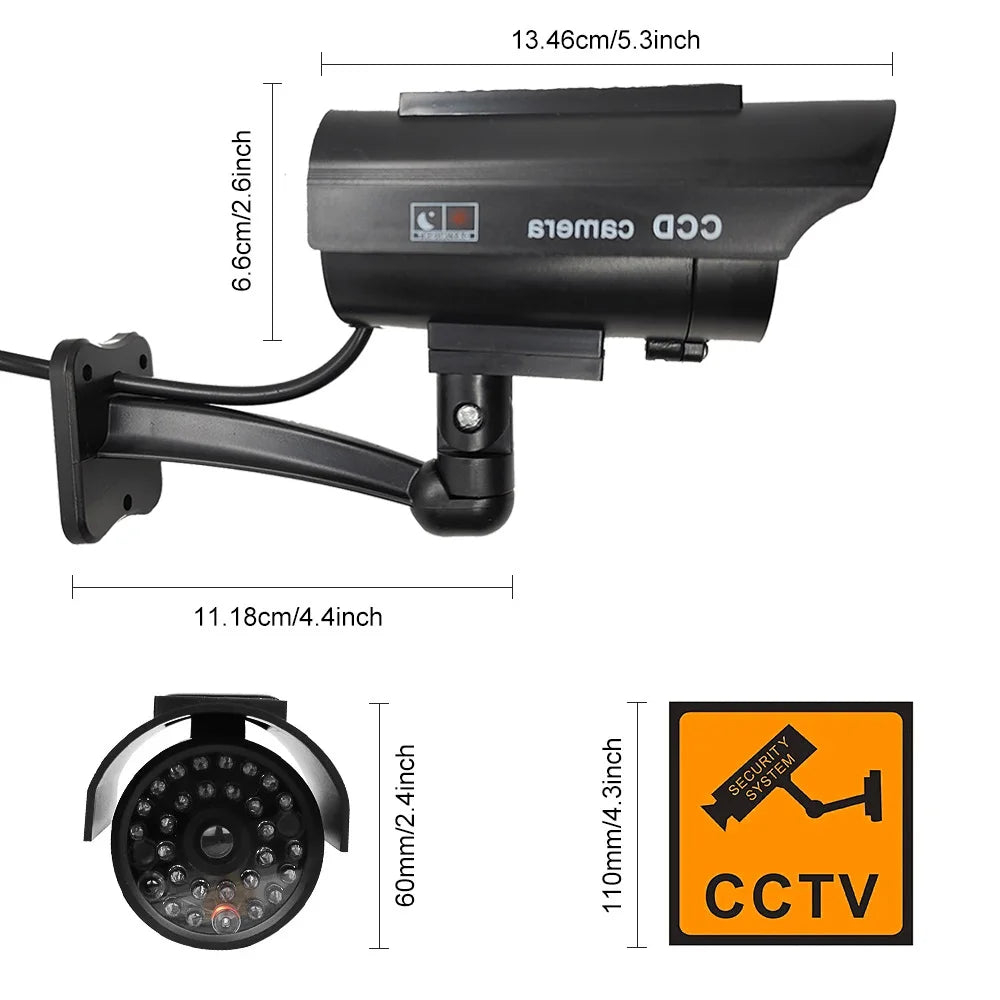 Solar Dummy Security Camera with Flashing LED