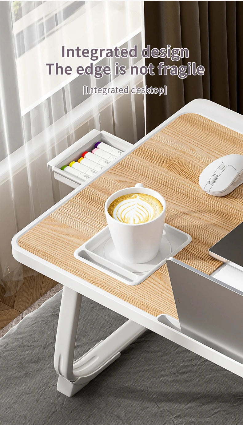 Foldable Laptop Desk with Drawers – Adjustable Reading & Bed Tray