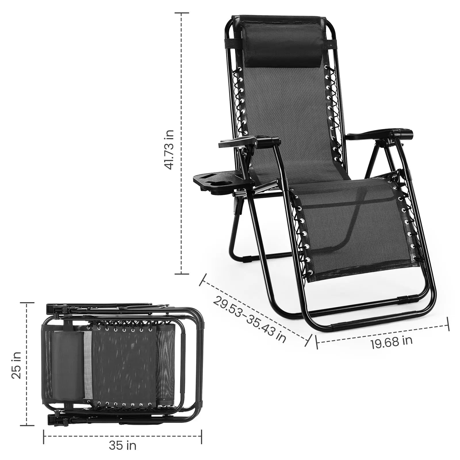 Zero Gravity Recliner Chairs Set of 2 with Tray & Adjustable Headrest