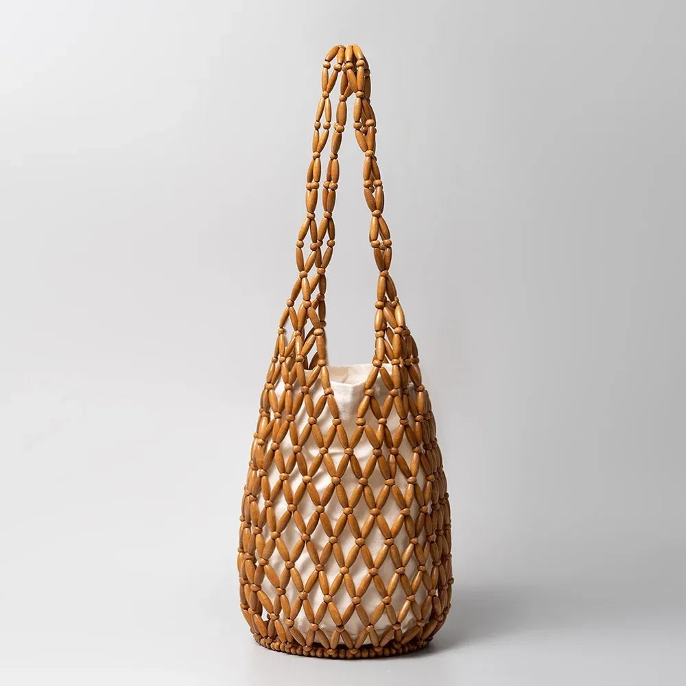 Open-Weave Bead-Style Tote Bag
