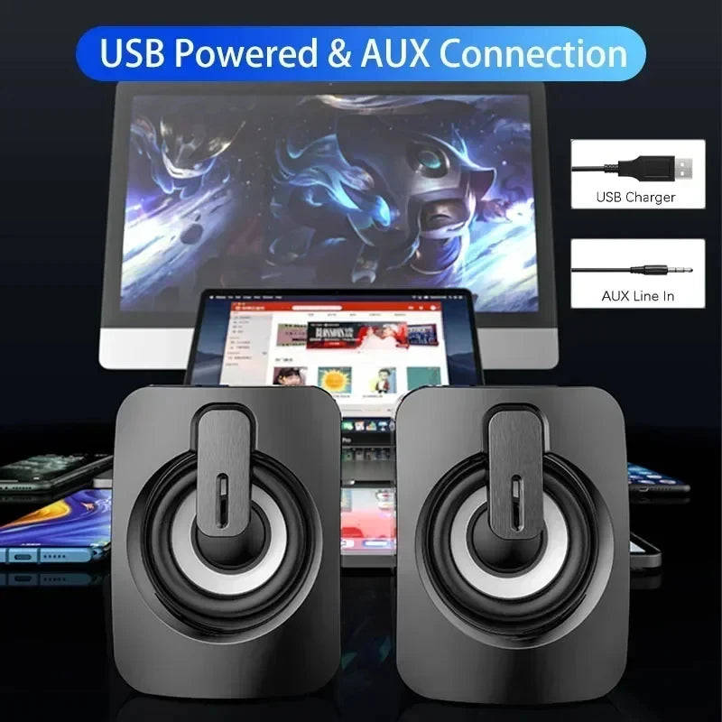 Computer Speaker Stereo Sound With Microphone 3.5mm AUX Home Office PC Speaker for Macbook Desktop Notebook Computer Loudspeaker 