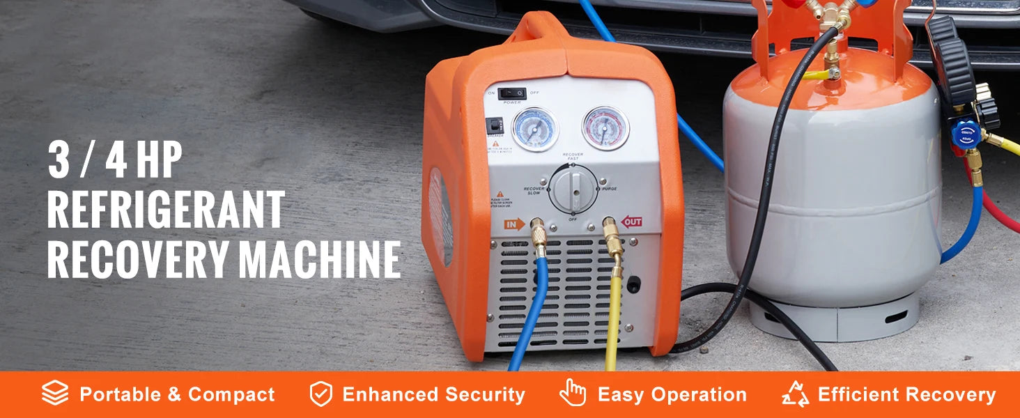 Machine de récupération de réfrigérant 3/4 à 1 HP Unité de récupération HVAC AC