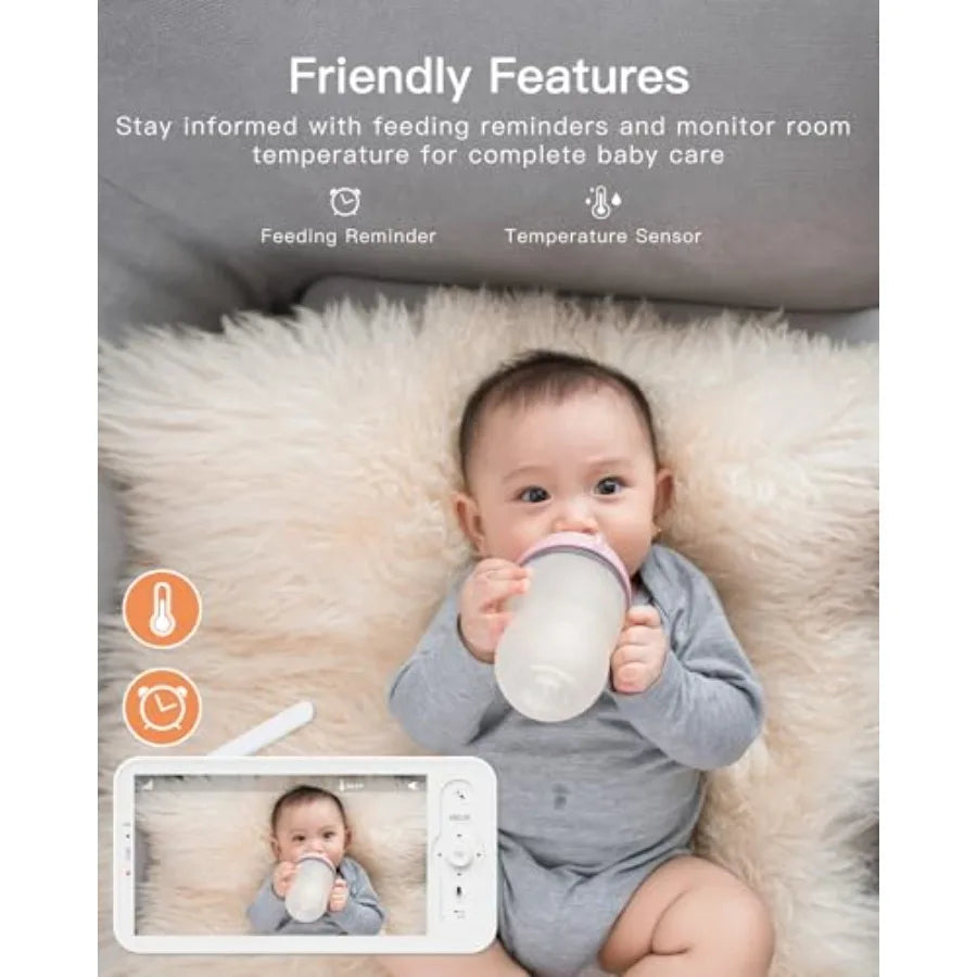 WiFi Baby Camera Monitor with 5-Inch Screen and App Control