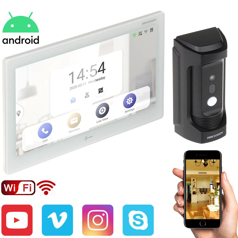 Original hikvision 10 inch android monitor DS-KH9510-WTE1 DS-KV6113-WPE1(C) DS-KB8113-IME1-IME1 POE wifi  Video intercom kit hikvision