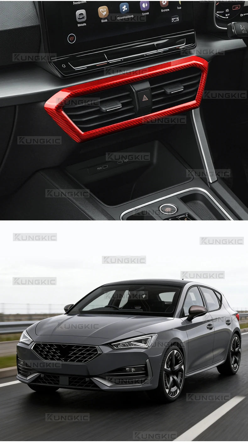 Real Hard Carbon Fiber Center Console Air Outlet Trim for Cupra Leon