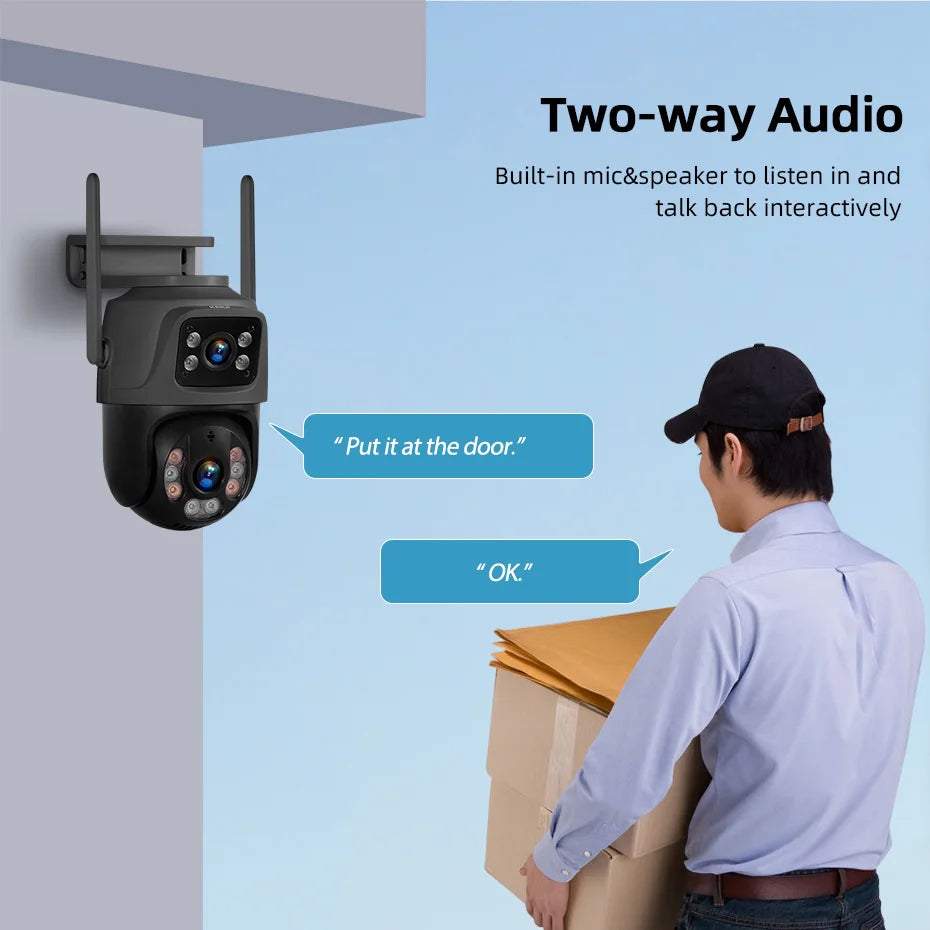 6MP Dual Lens WiFi PTZ Outdoor Security Camera with Human Detection