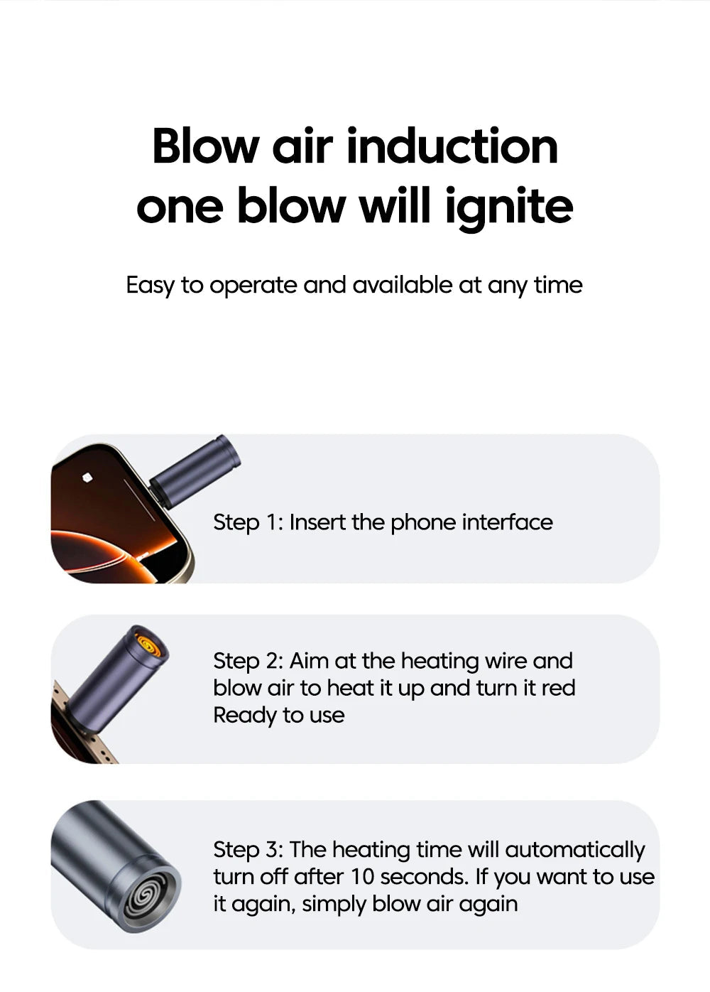 Type-C Mobile Cigarette Lighter Air Blowing Cigarette Lighter Outdoor Safety Portable Mini Cigarette Lighting Artifact 