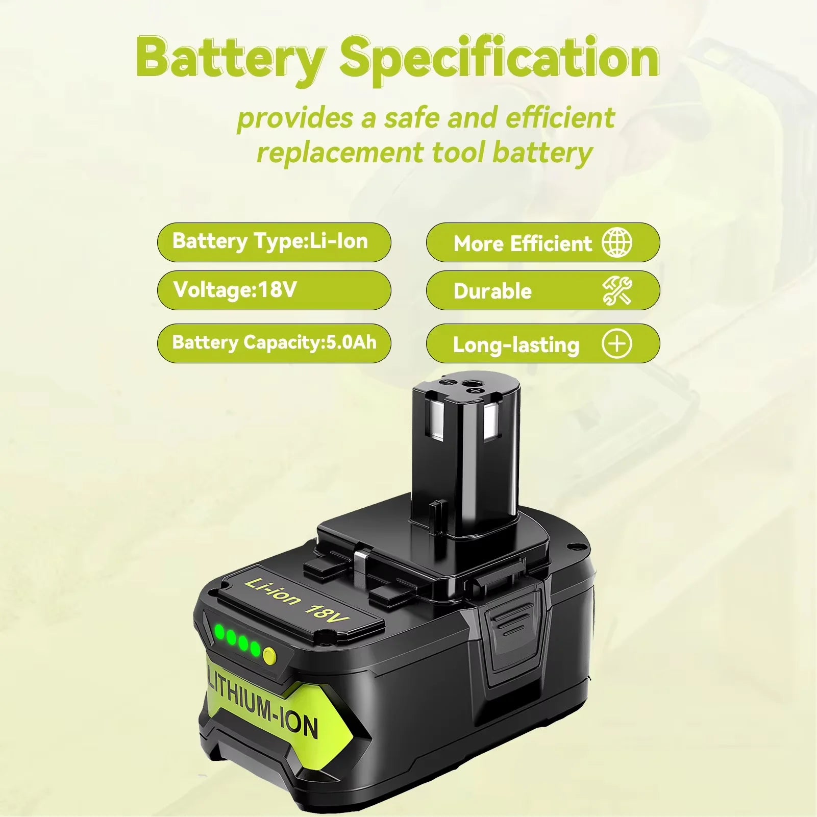 Bateria de iões de lítio 18V 5.0Ah