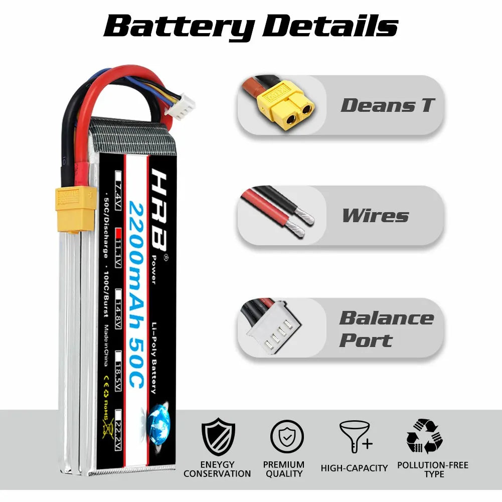 3S 2200mAh Lipo Battery with XT60 Plug for RC Models