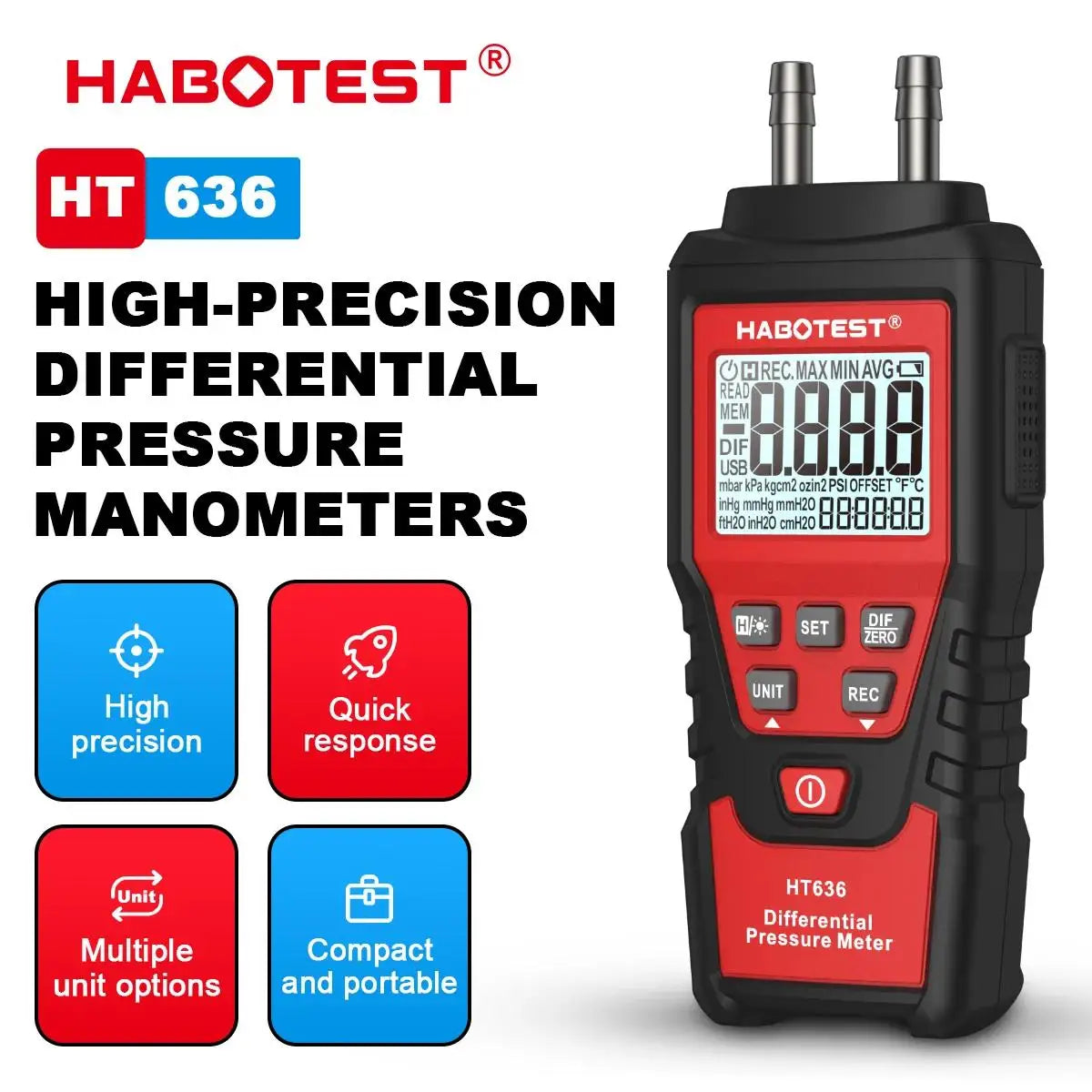 HT636 differentiële luchtdrukmanometer