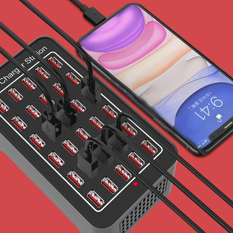Multiport USB-A Charging Station, 10–30 Ports, 5V Output