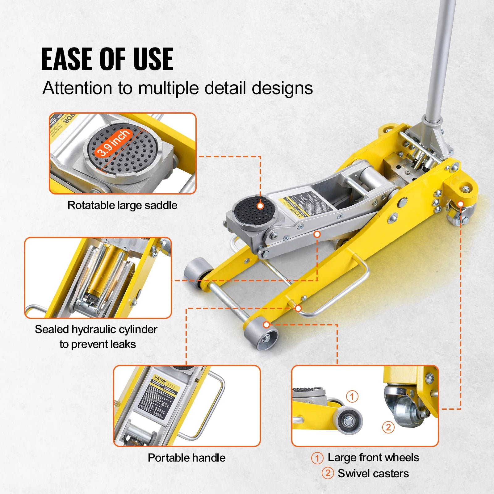 3 Ton Lage Profiel Aluminium Krik met Dubbele Pomp Hefmechanisme