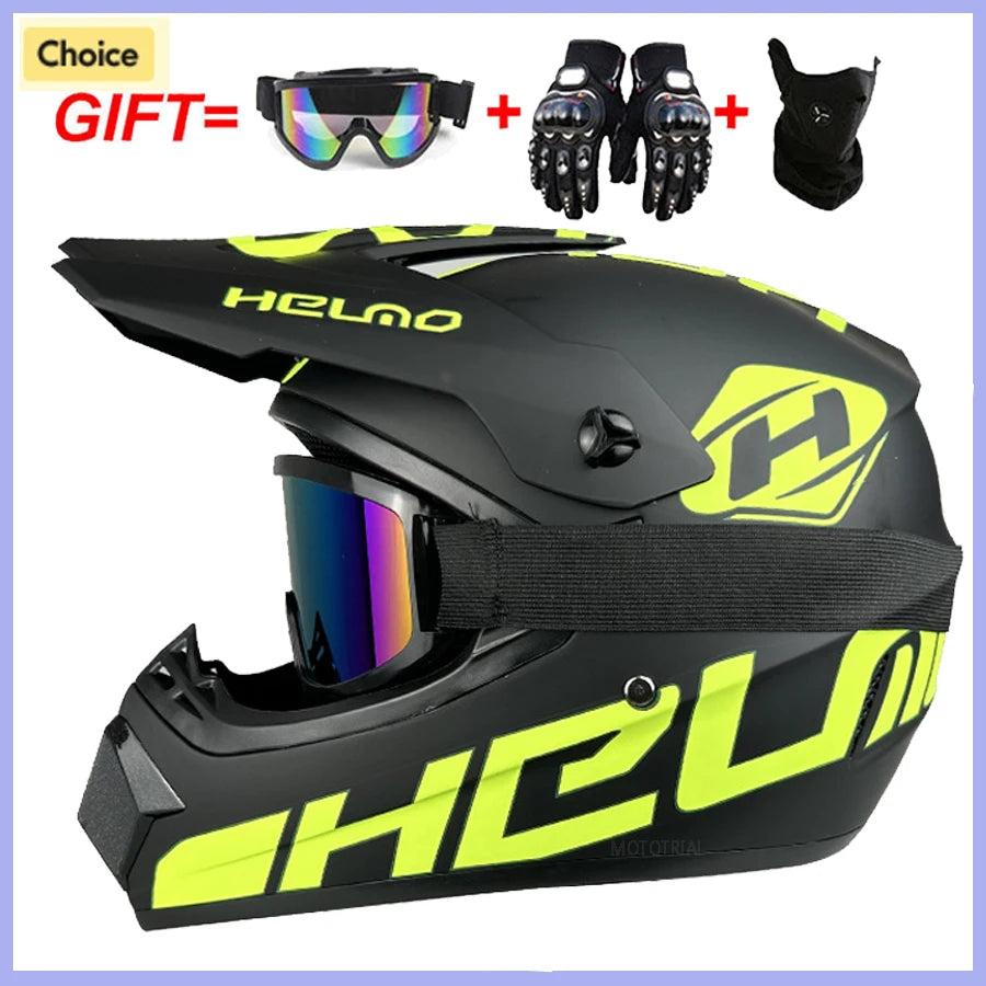 Kask pełnotwarzowy w stylu motocrossowym