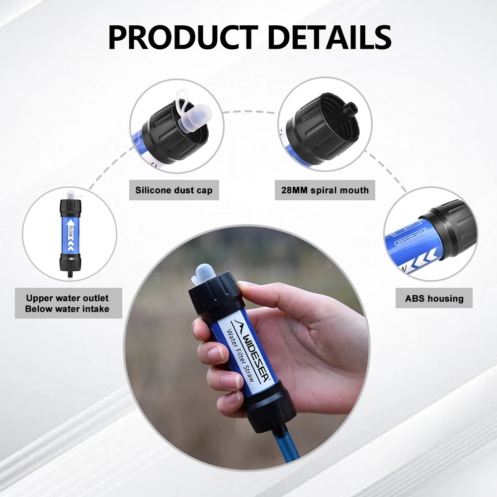Camping Outdoor Water Purifier Straw with 0.01 Micron Filtration